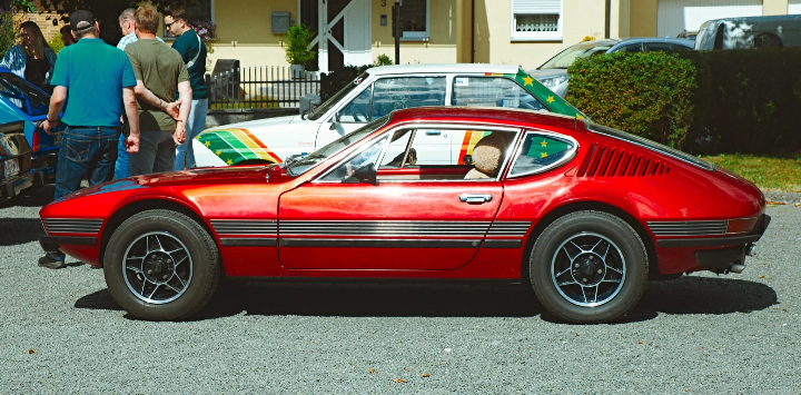 Red Volkswagen SP2 in side profile