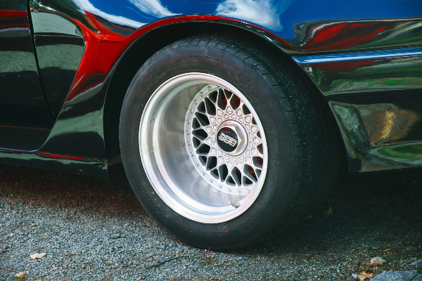 BBS mesh wheel on a dark coupe